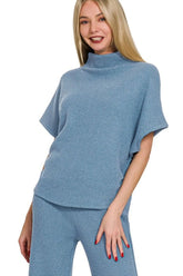 Zenana Sweater Mock Neck Top & Long Pants Set OutfitFlow